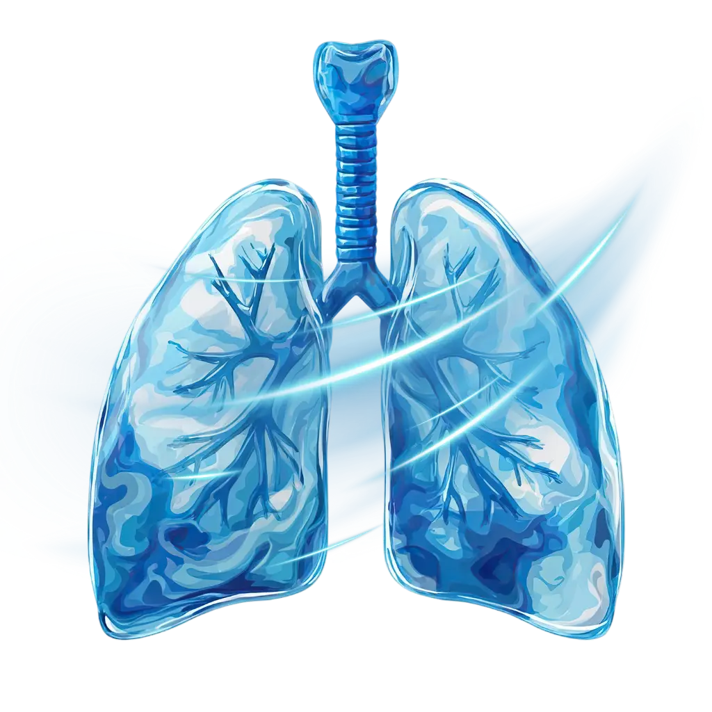 Stylised blue graphic of human lungs and trachea representing respiratory health for The Respiratory Network.